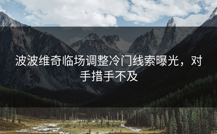 波波维奇临场调整冷门线索曝光,对手措手不及 波波维奇临场调整冷门线索曝光,对手措手不及
