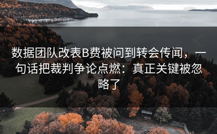 数据团队改表B费被问到转会传闻，一句话把裁判争论点燃：真正关键被忽略了